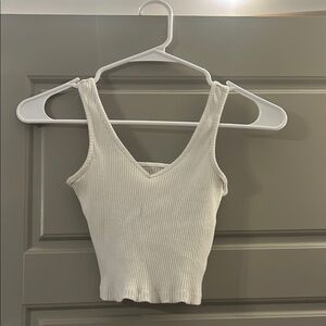 Target White Ribbed Sleeveless Crop Tank Top